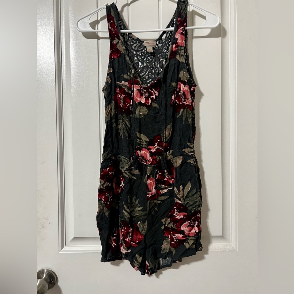 Olive green floral romper
